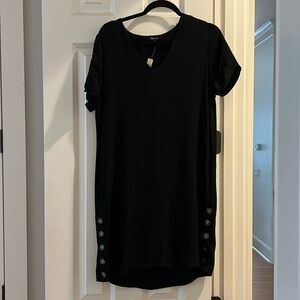 Women’s Madewell black knee dress with buttons